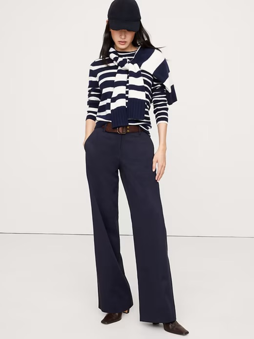 Everyday Wide Leg Navy Women's Pants - medium tall